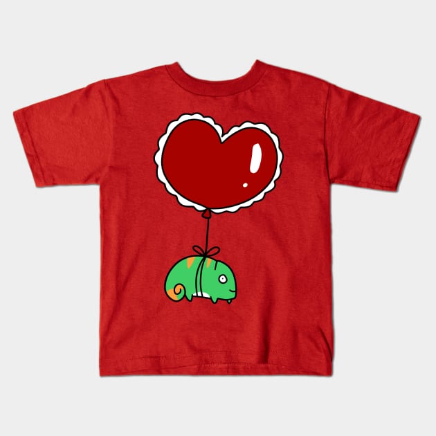 Heart Balloon Chameleon Kids T-Shirt by saradaboru